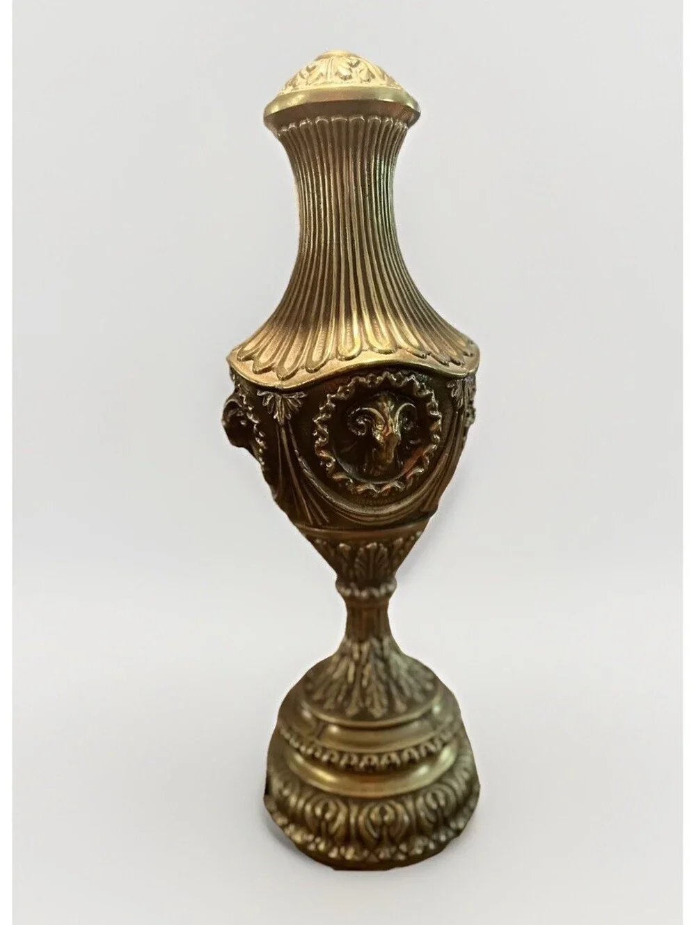 Brass Rams' Heads Table Lamp Urn Style Hollywood Regency Vintage
